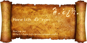 Henrich Áron névjegykártya